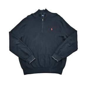 Polo Ralph Lauren XL Black Pullover 1/4 Zip Pima Cotton Knit